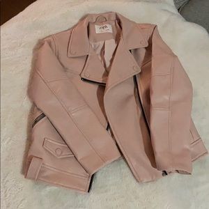 Zara kids size 9 pink leather jacket